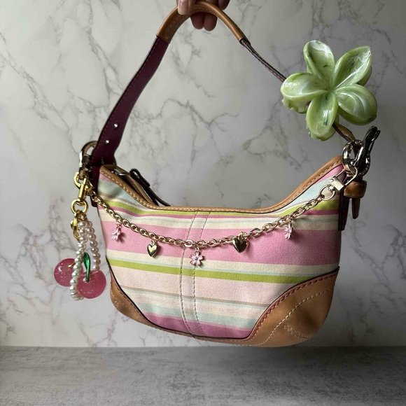 Stripped Coach Shoulder Bag - Picture 1 of 9